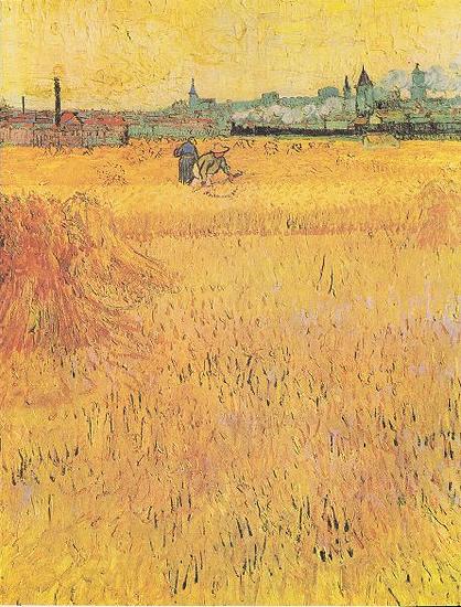 Vincent Van Gogh Wheat field with View of Arles France oil painting art